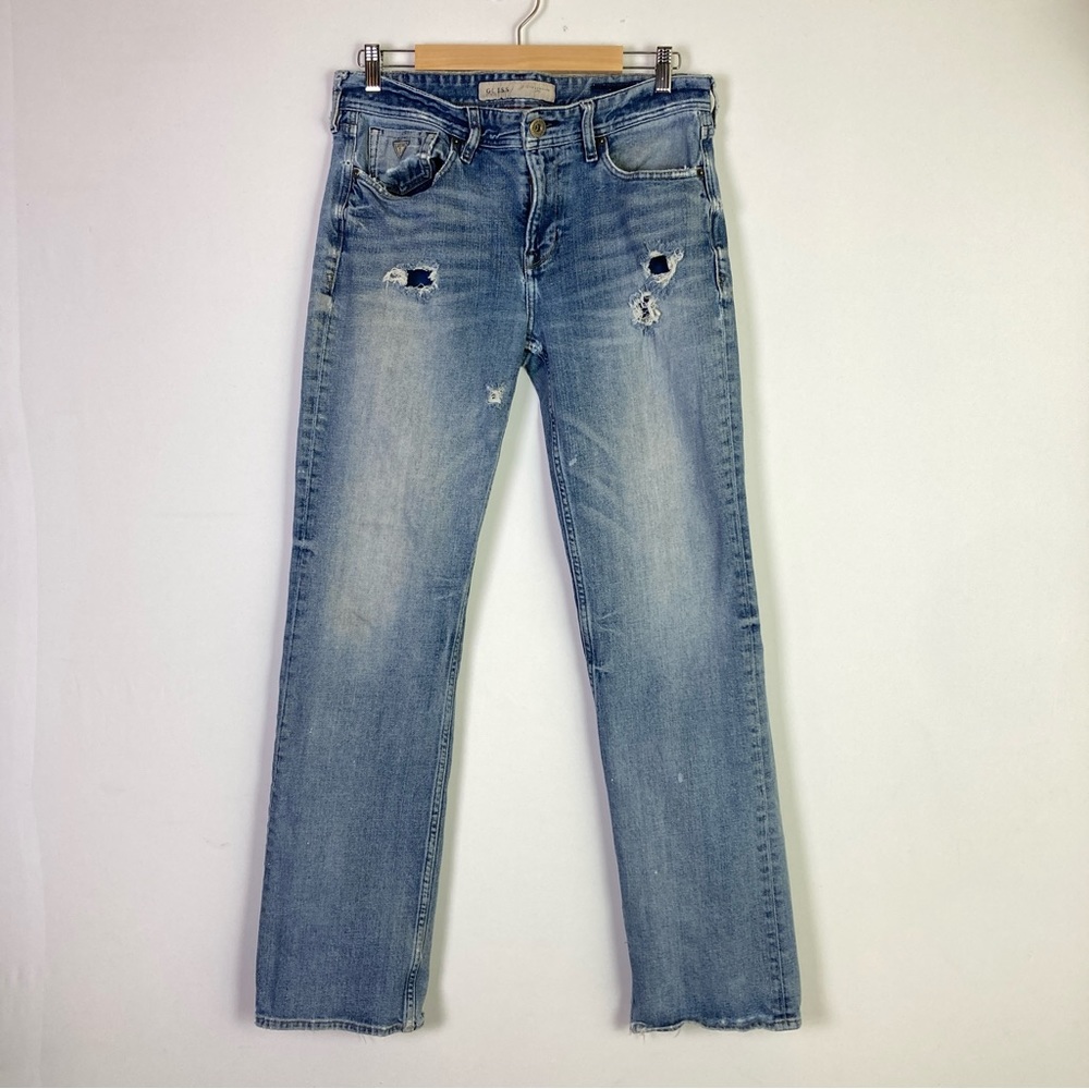 GUESS DENIM REGULAR STRAIGHT DISTRESSED ORIGINAL PREMIUM JEANS SIZE 33 X 32